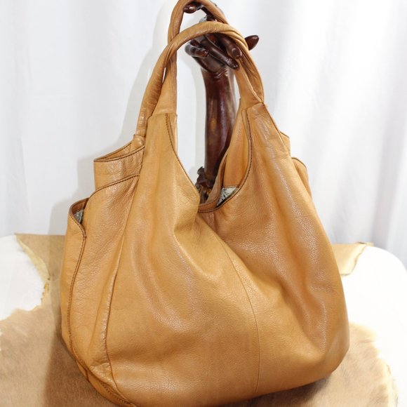 HOBO Handbags - Hobo International Camel Aged Leather Boho Slouch Style Spacious Shoulder Tote